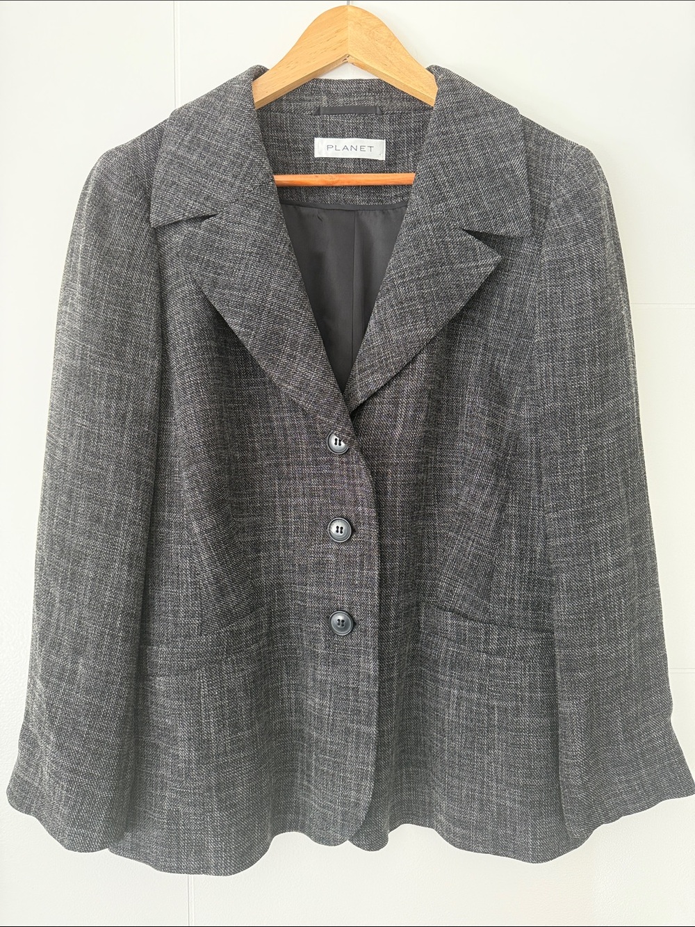 Women's PLANET Gray Blazer Jacket - Classic Tailored Coat, size 14